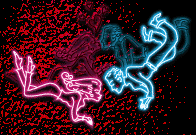 Hypnosis for Couples - Neon Man and Woman Swimming or Flying